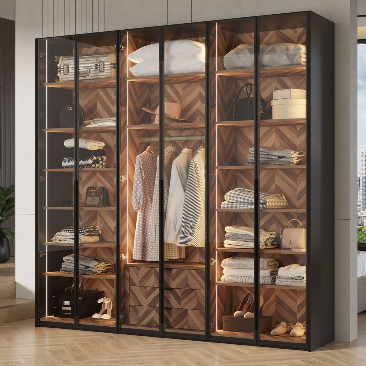 GLOW | ארון פתיחה מודרני עם תאורה פנימית בעיצוב יוקרתי