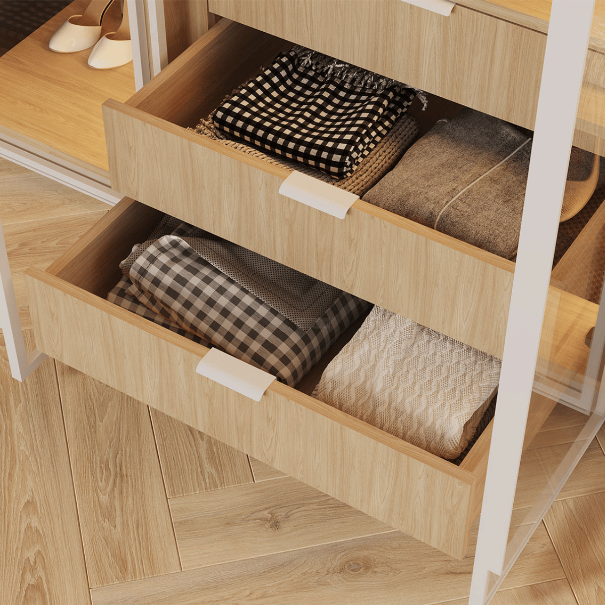 TIDE | ארון בגדים מודרני עם תאורה וחלוקה חכמה