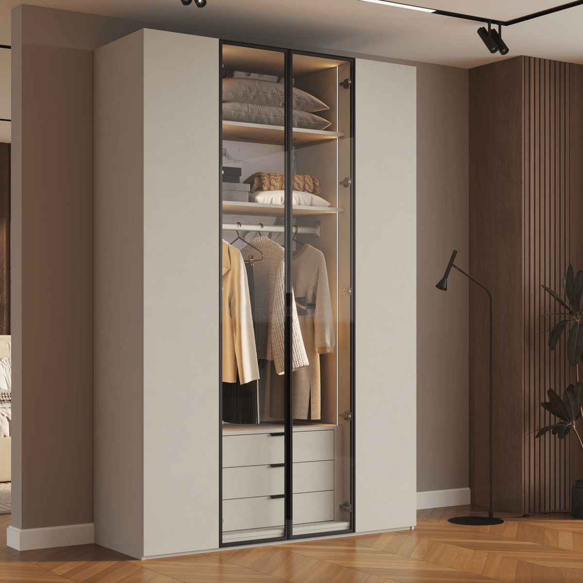 NOVA | ארון פתיחה מודרני עם תאורה פנימית בעיצוב נקי