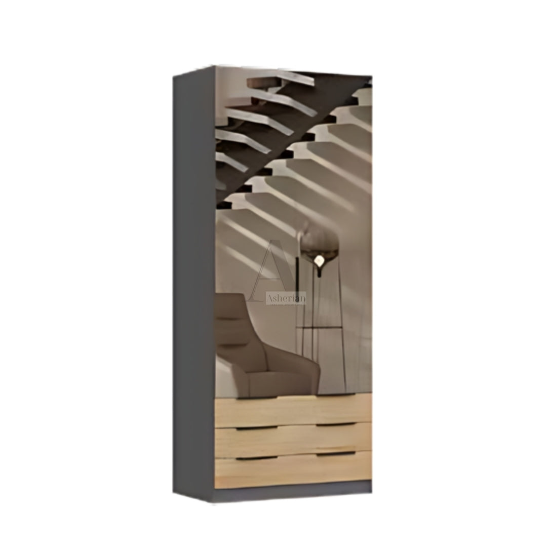 MERLY | ארון בגדים מעוצב עם מראות מגירות - 80 ס"מ - 2 דלתות - אשריאן | ASHERIAN