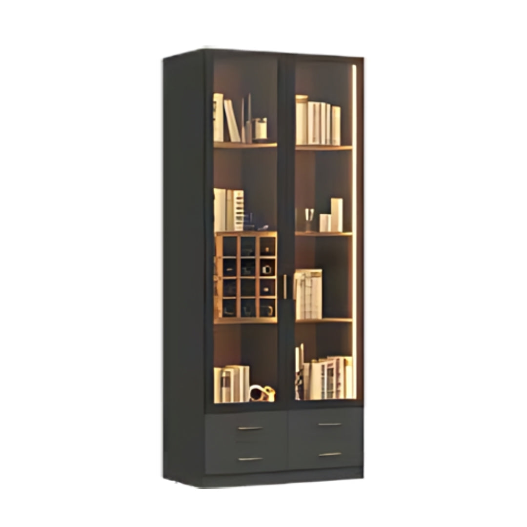 ULTRA | ארון שקוף מעוצב לסלון עם כוורות יין ומגירות - 80 ס"מ - 2 דלתות - אשריאן | ASHERIAN