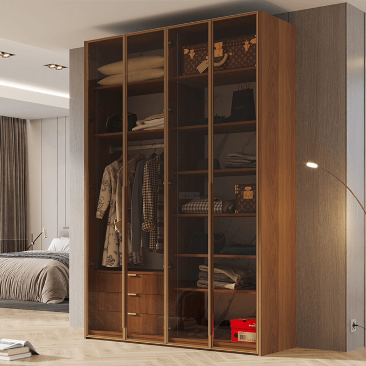 VERG | ארון פתיחה מודרני עם תאורה מובנית ודלתות אלגנטיות