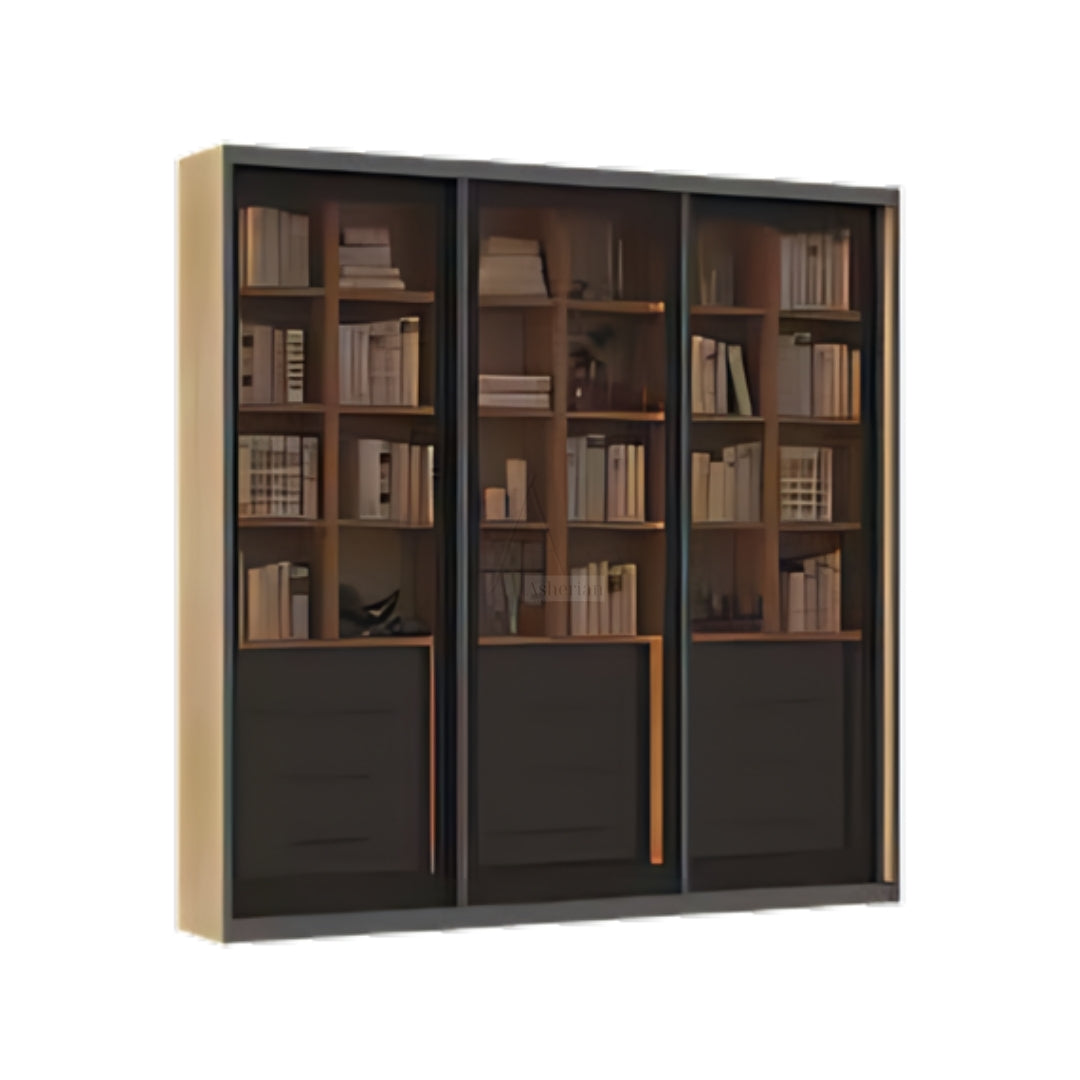 SLIDER | ספריה שקופה לסלון עם דלתות הזזה ומגירות - - אשריאן | ASHERIAN