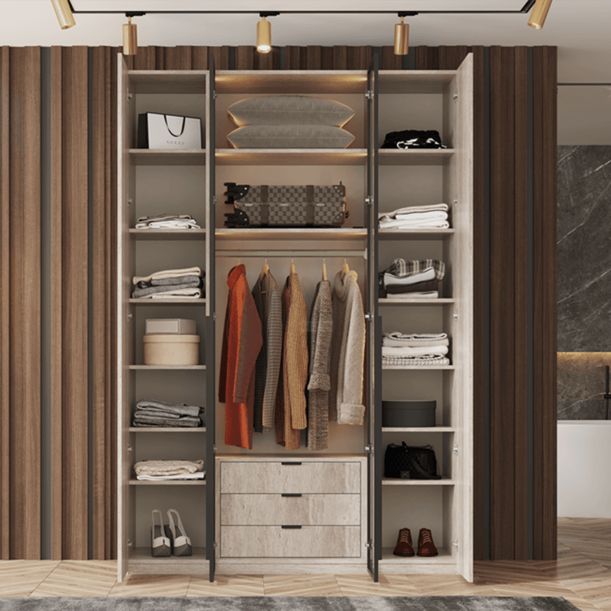 LINEA | ארון פתיחה עם תאורה ועיצוב מודרני נקי