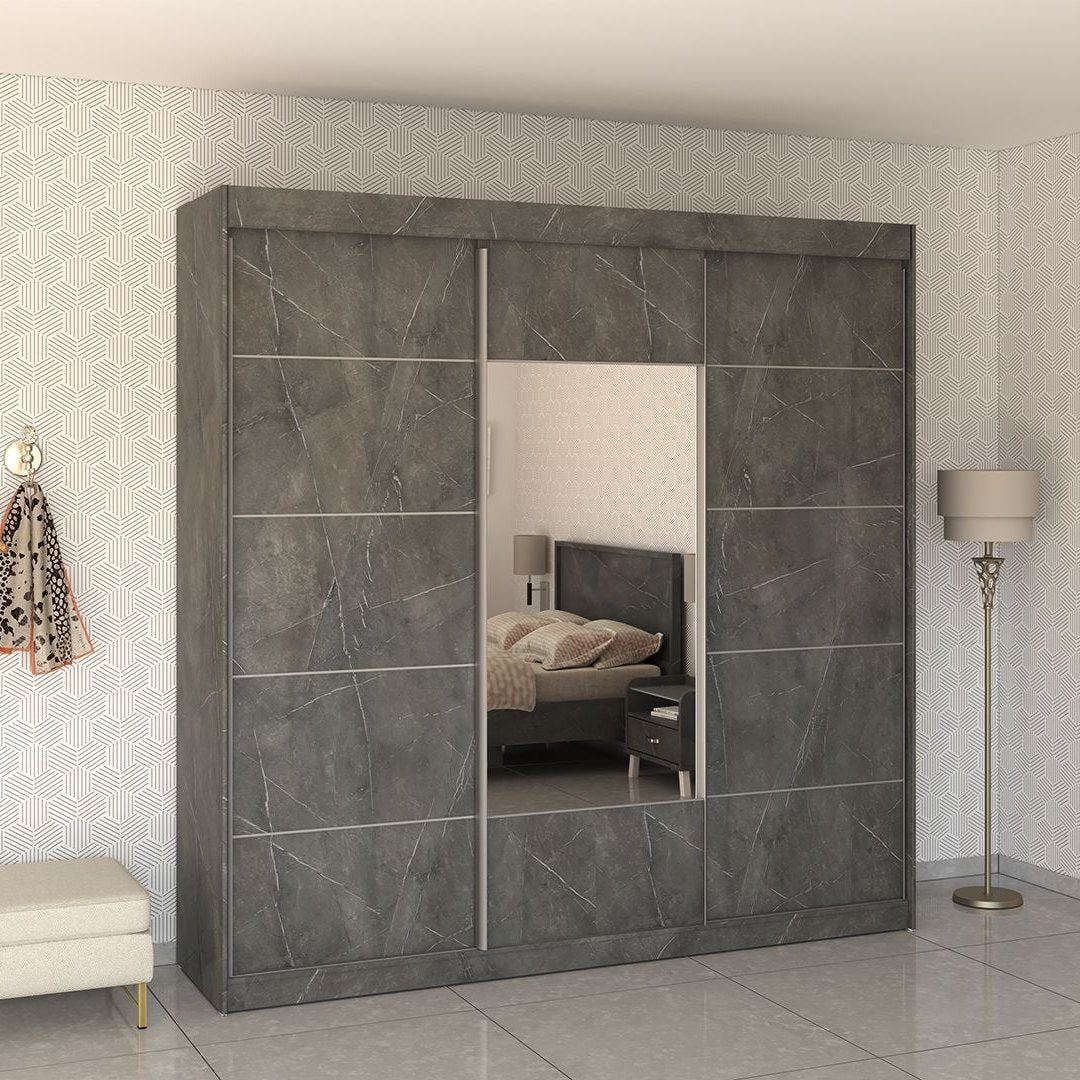 FIT | ארון הזזה איכותי עם מראה שתי שליש MDF - 240 ס״מ - 3 דלתות - אשריאן | ASHERIAN