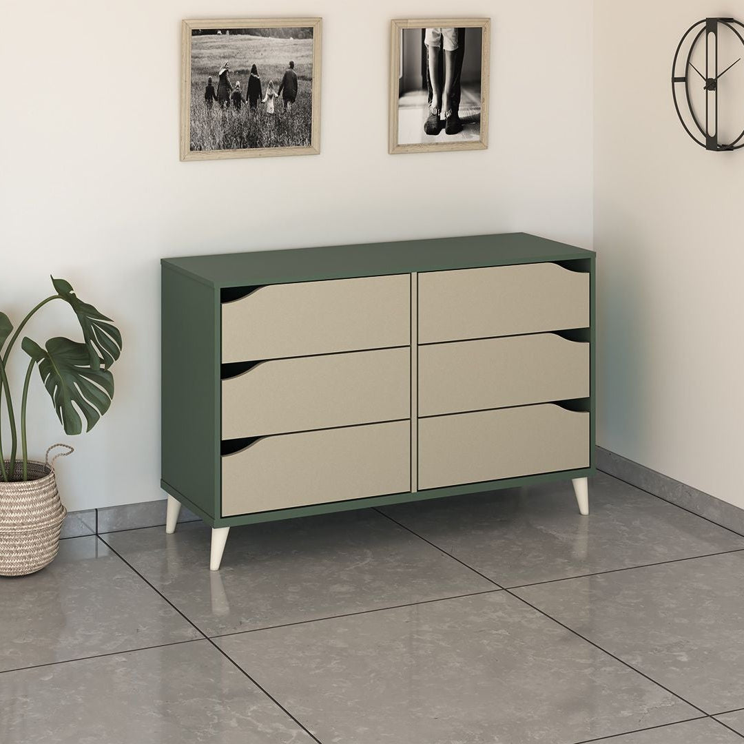 LENA | שידה רחבה עם 6 מגירות לאחסון