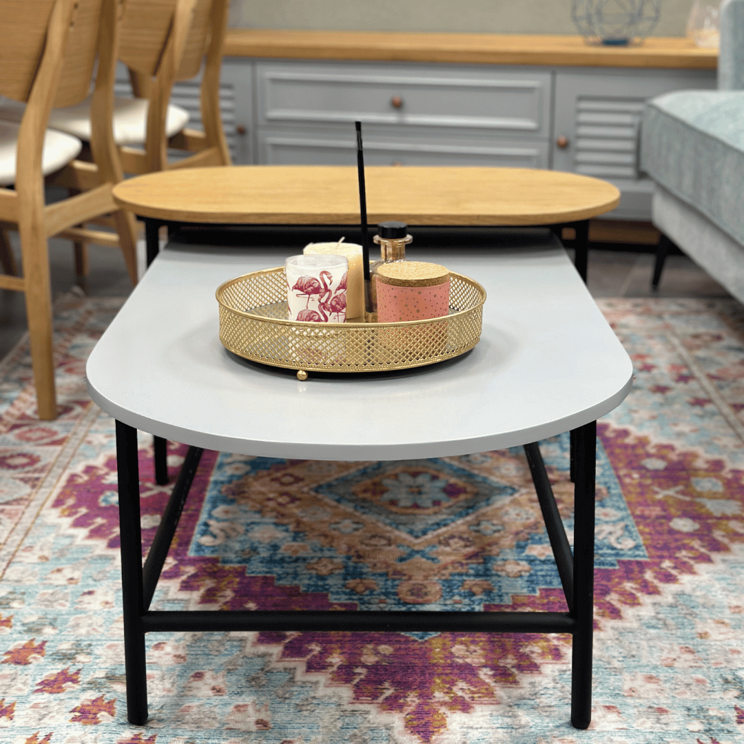 ALIS | זוג שולחנות סלון מעוגלים עם רגלי מתכת - - אשריאן | ASHERIAN