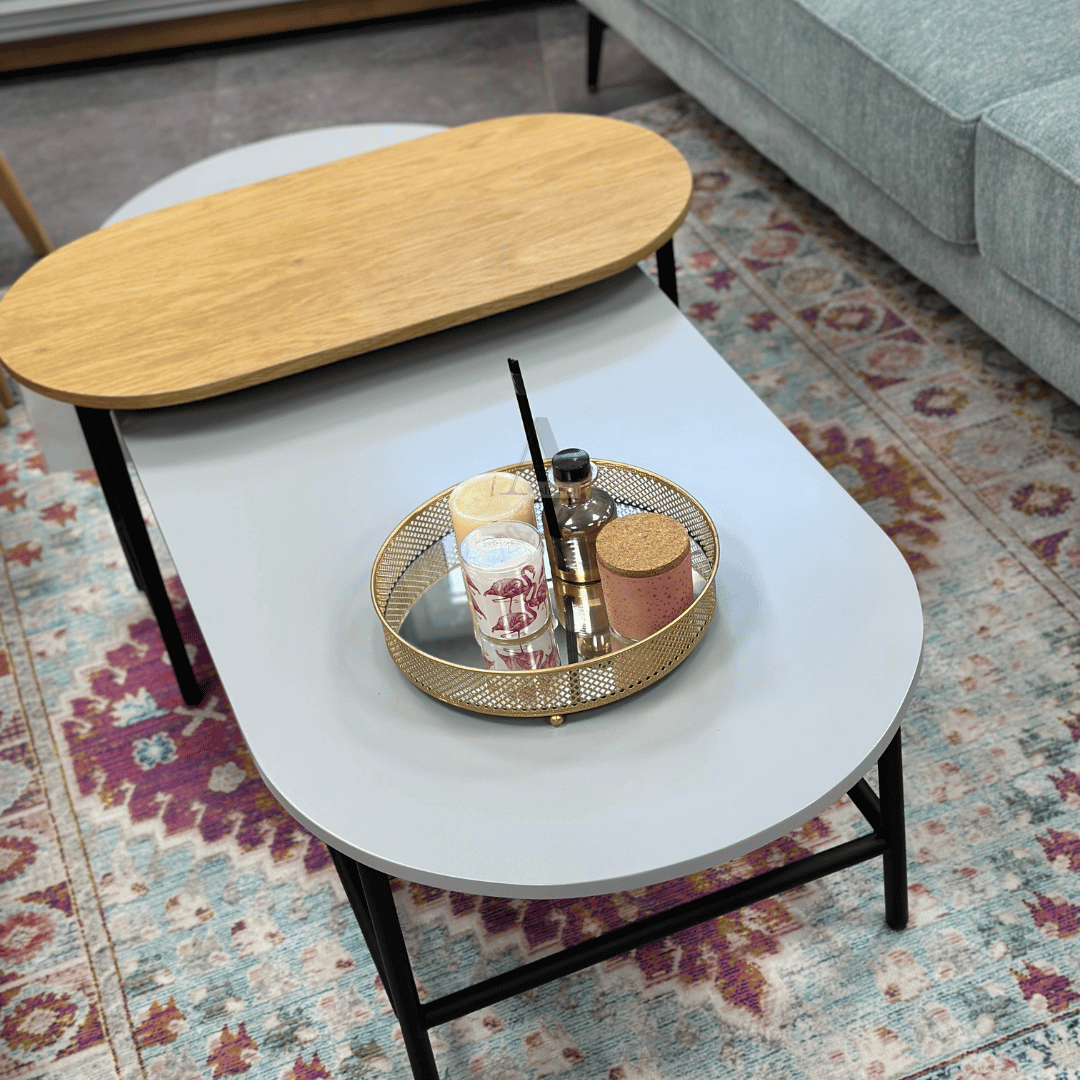 ALIS | זוג שולחנות סלון מעוגלים עם רגלי מתכת - - אשריאן | ASHERIAN