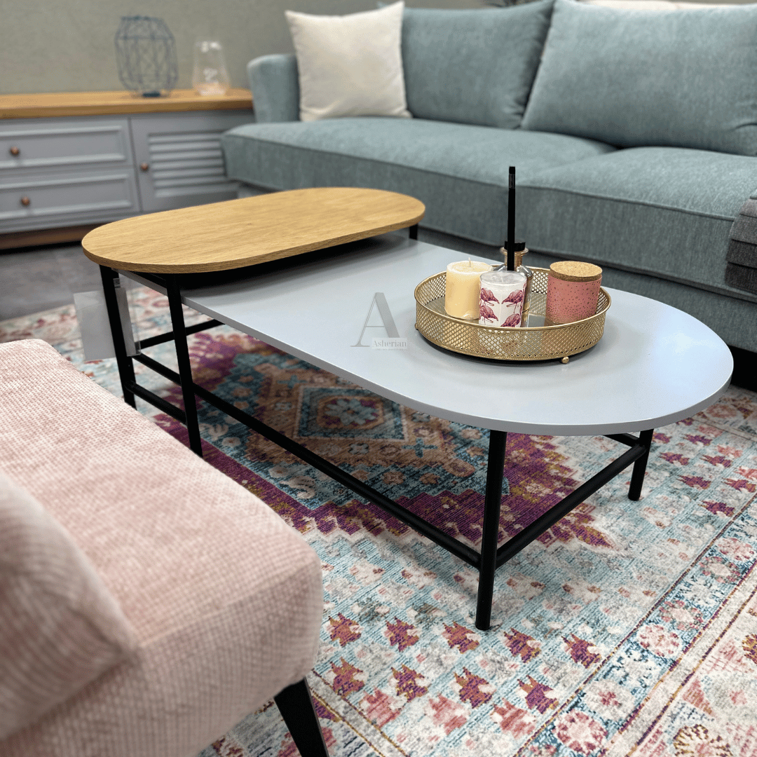 ALIS | זוג שולחנות סלון מעוגלים עם רגלי מתכת - - אשריאן | ASHERIAN