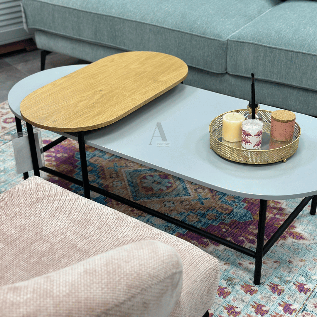 ALIS | זוג שולחנות סלון מעוגלים עם רגלי מתכת - - אשריאן | ASHERIAN