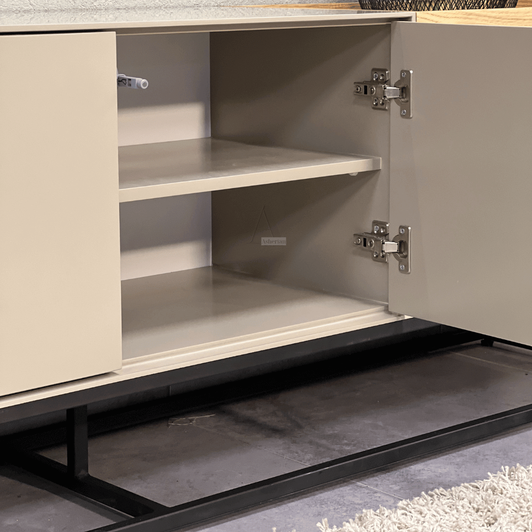ANDY | מזנון מודרני לסלון עם דלתות שקועות ומגש פתוח - - אשריאן | ASHERIAN