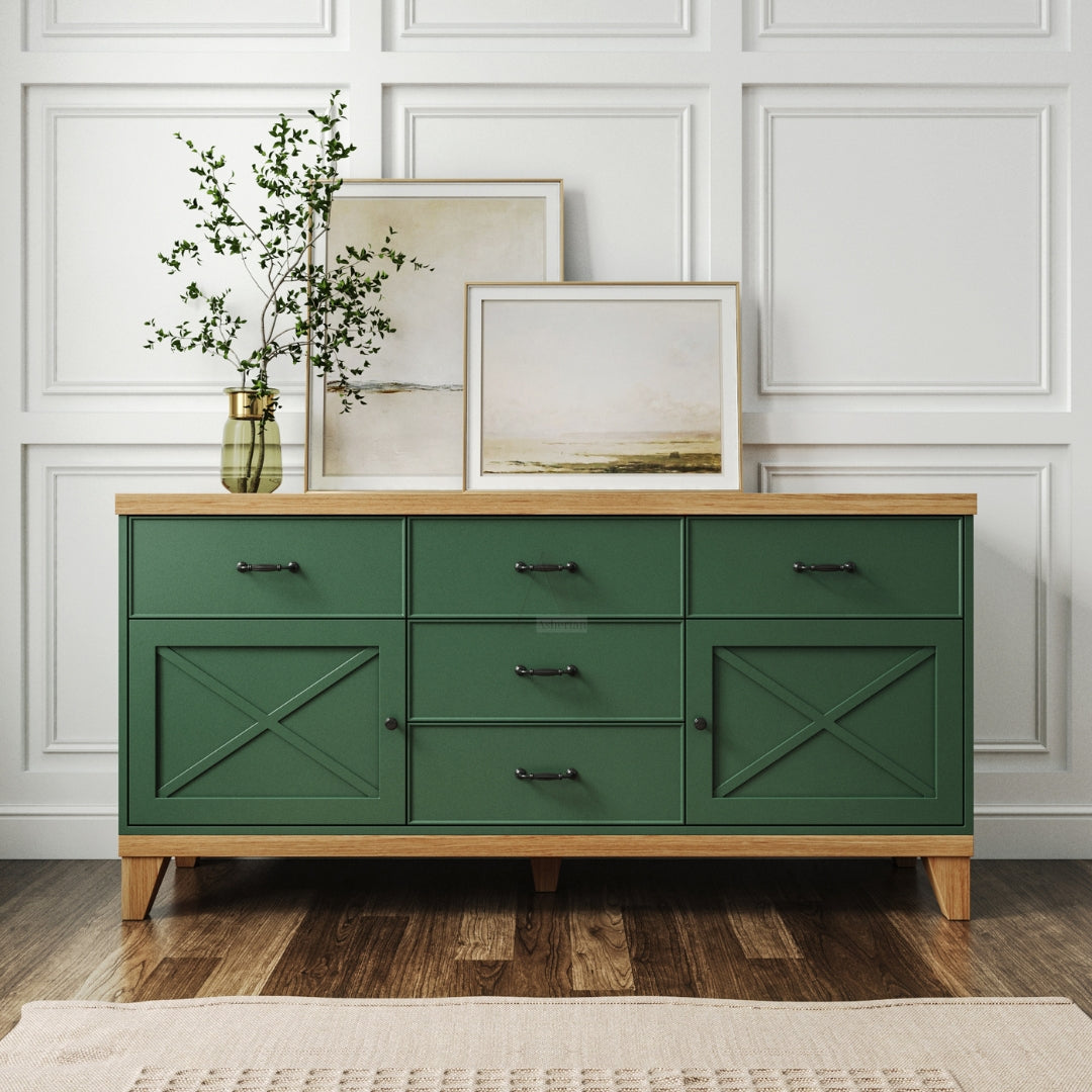 BAR | שידת אחסון כפרית עם דלתות אסם ומגירות - 160 ס״מ - אשריאן | ASHERIAN