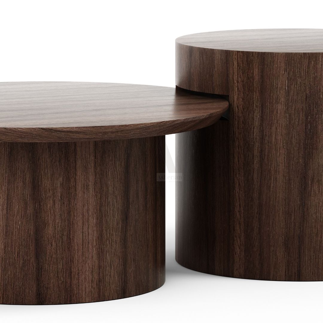 CALMA | סט שולחנות סלון עגולים בגימור עץ - - אשריאן | ASHERIAN