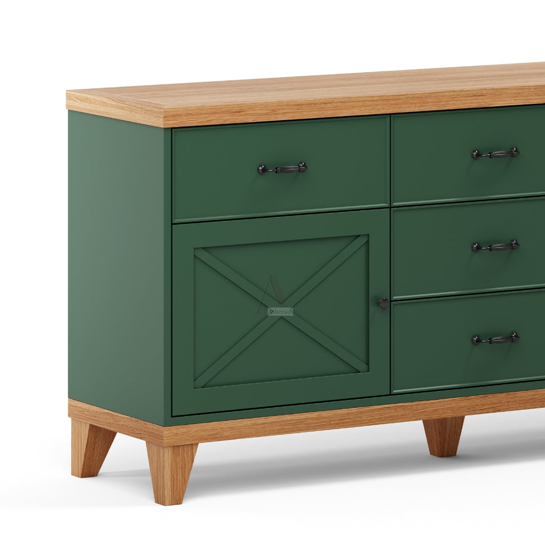 BAR | שידת אחסון כפרית עם דלתות אסם ומגירות - - אשריאן | ASHERIAN