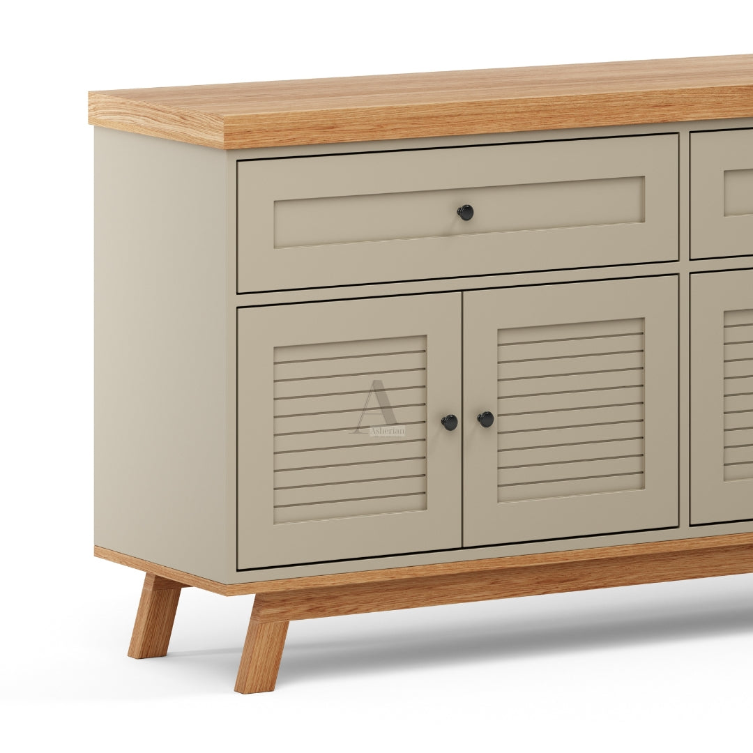 JOLIAN | שידת אחסון כפרית עם דלתות תריס ומגירות - - אשריאן | ASHERIAN