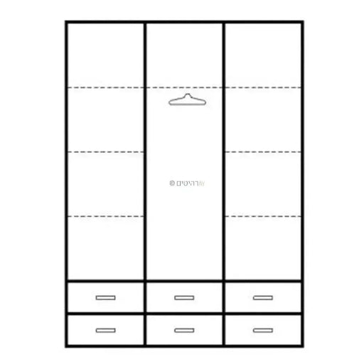 NAAMA | ארון 3 דלתות ברחלוקה רחבה עם מראה ו- 6 מגירות - אשריאן רהיטים - אשריאן | ASHERIAN