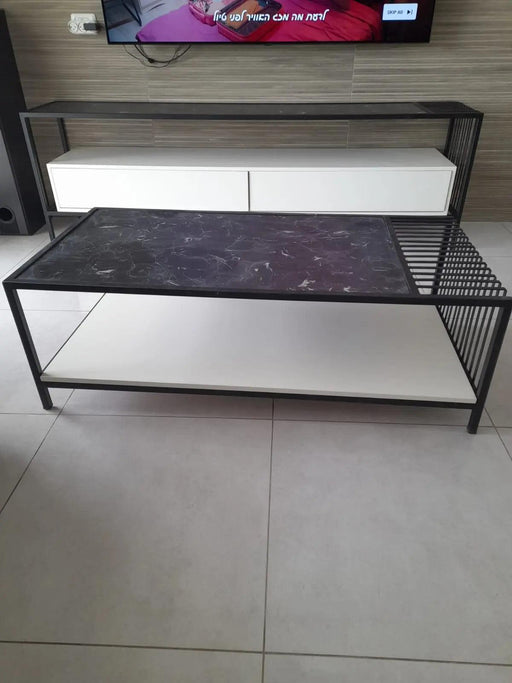 Galil | סט מזנון עם שולחן לסלון בעיצוב ייחודי בשילוב מתכת - אשריאן | ASHERIAN