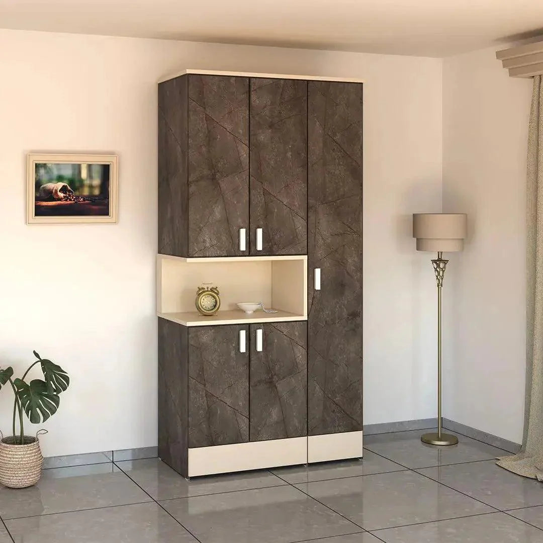 Air | ארון בגדים במראה נקי עם נישה פתוחה ומגירות - 120 ס״מ - 3 דלתות - אשריאן | ASHERIAN