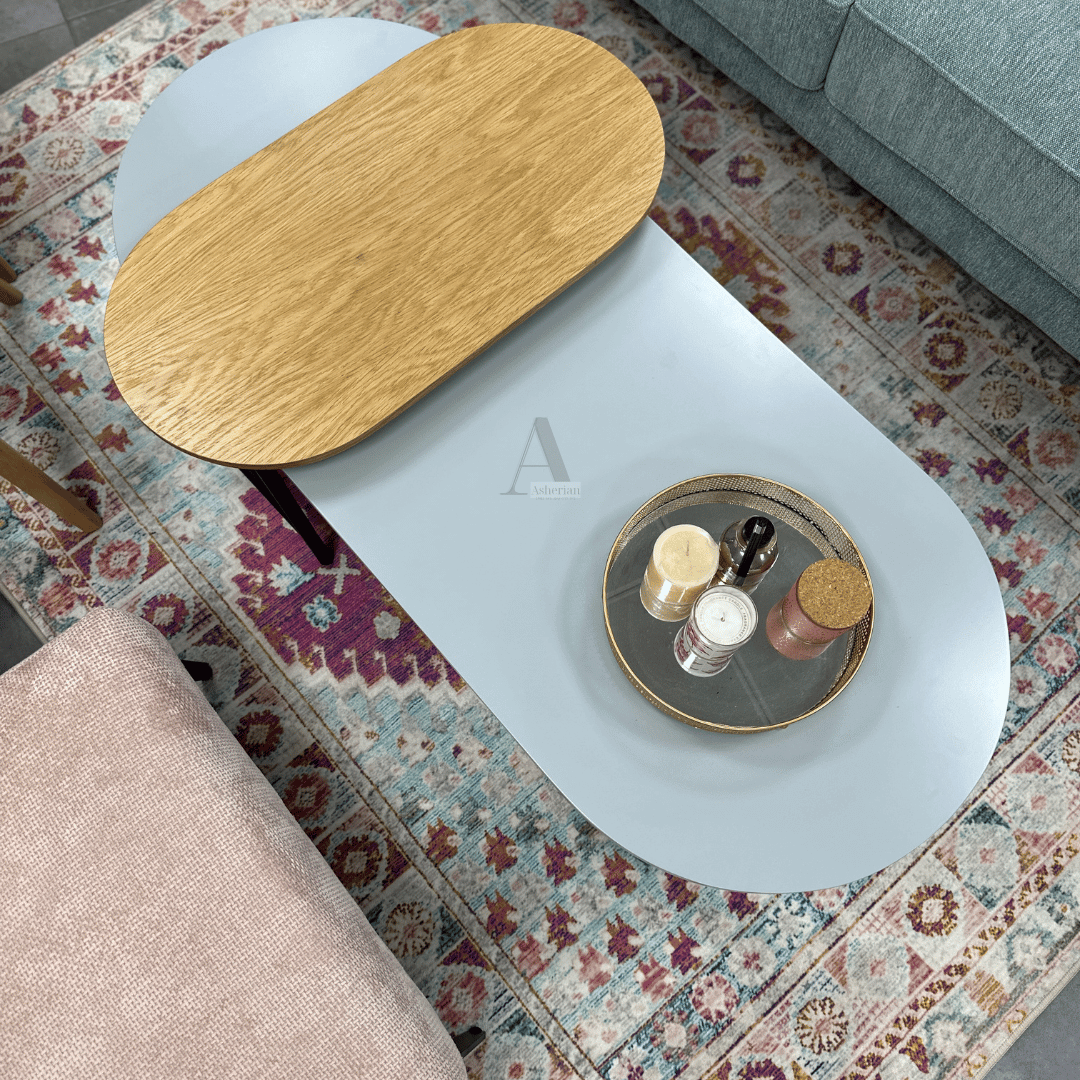 ALIS | זוג שולחנות סלון מעוגלים עם רגלי מתכת - - אשריאן | ASHERIAN