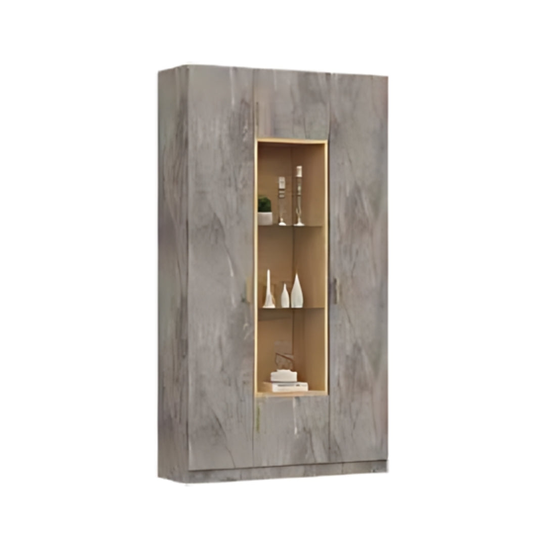 ALMOG | ארון אחסון מעוצב לסלון עם מדפי עץ וזכוכית - 120 ס"מ - 3 דלתות - אשריאן | ASHERIAN