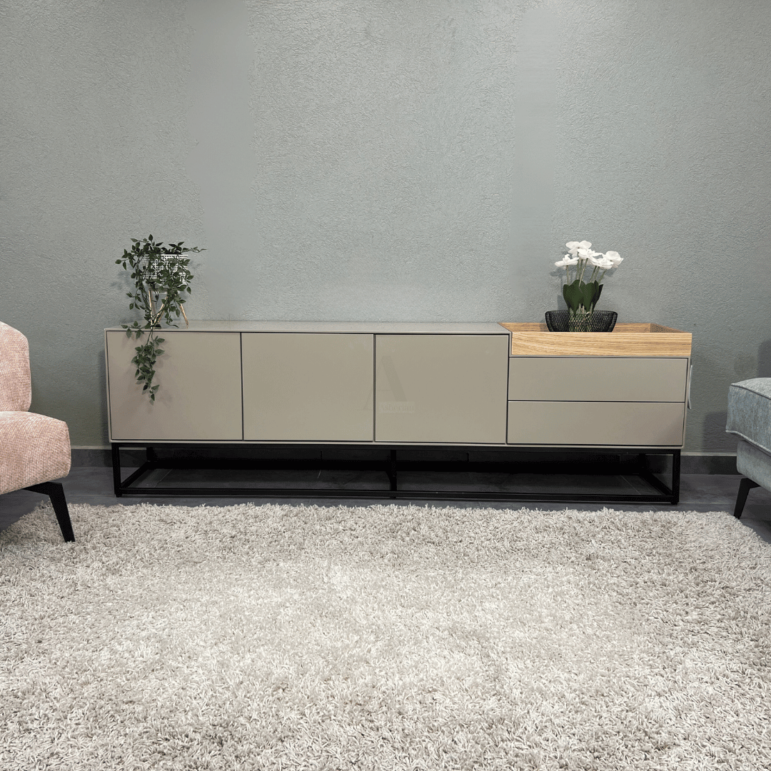 ANDY | מזנון מודרני לסלון עם דלתות שקועות ומגש פתוח - - אשריאן | ASHERIAN