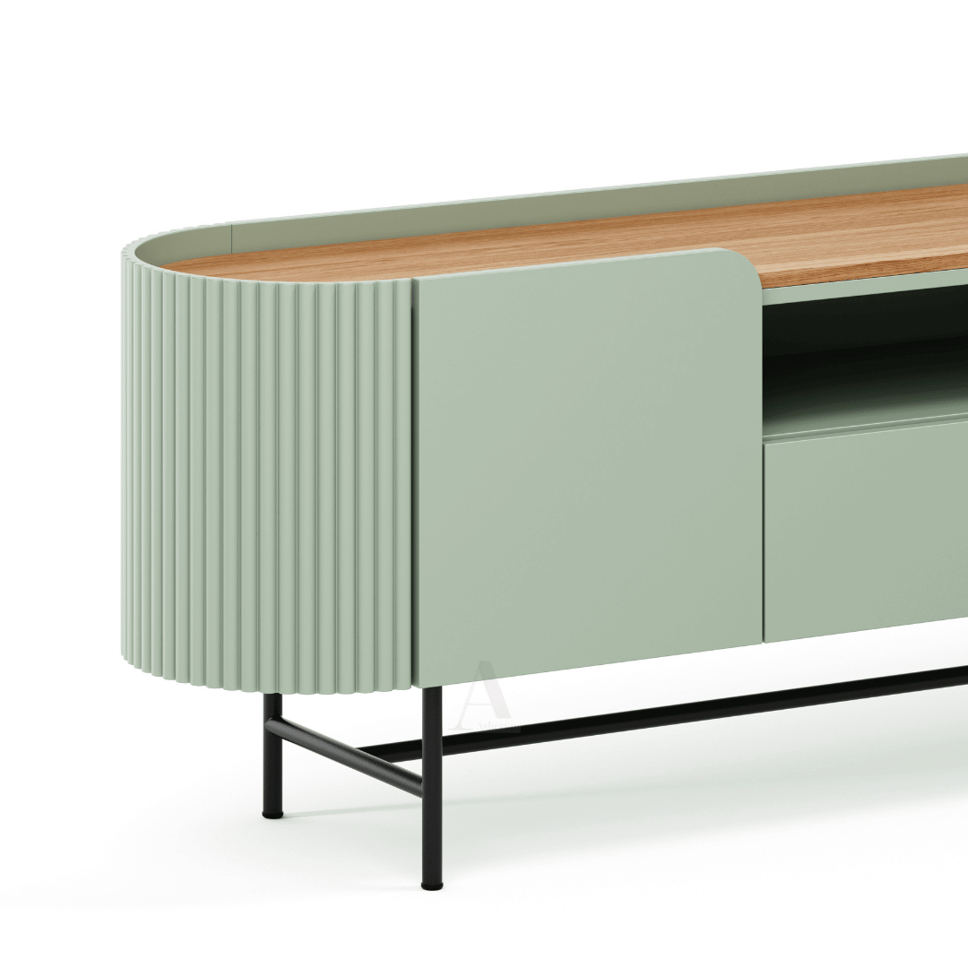 ARBOR | מזנון פסים מעוגל לסלון עם טופ שקוע - - אשריאן | ASHERIAN