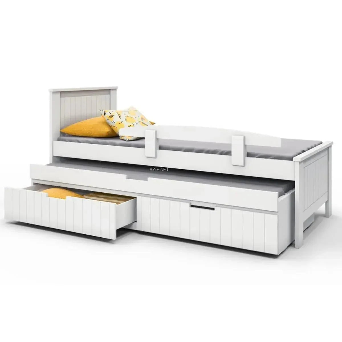 ARGAMAN | מיטת ילדים איכותית נפתחת מעץ ומזרנים במתנה רהיטי עין חרוד - 80/190 ס״מ לבן אטום - אשריאן | ASHERIAN