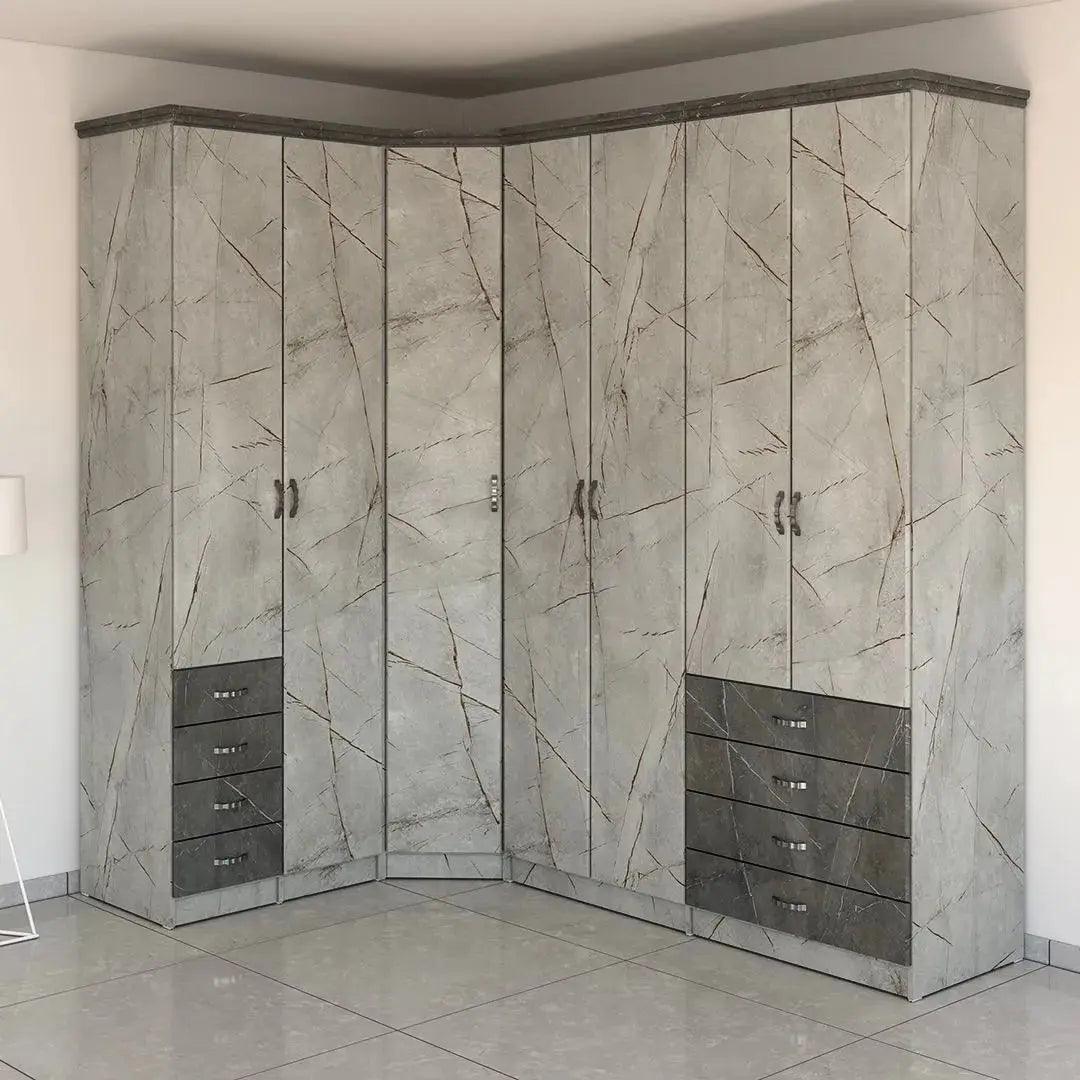 Modular 2 | ארון בגדים פינתי מרווח עם מגירות - 242/162 ס״מ - 7 דלתות - אשריאן | ASHERIAN