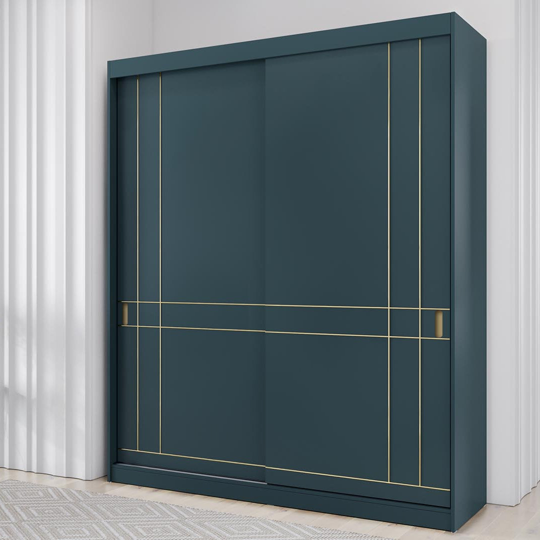 LUMA | ארון הזזה בעיצוב מודרני עם ידית זהב מוברש