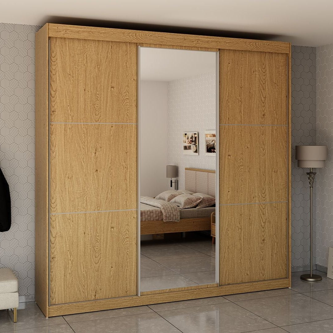 Tal | ארון הזזה איכותי בגובה 2.70 וברוחב 2.70 מ׳ עם 3 דלתות ומראה MDF - 270 ס״מ - 3 דלתות - אשריאן | ASHERIAN