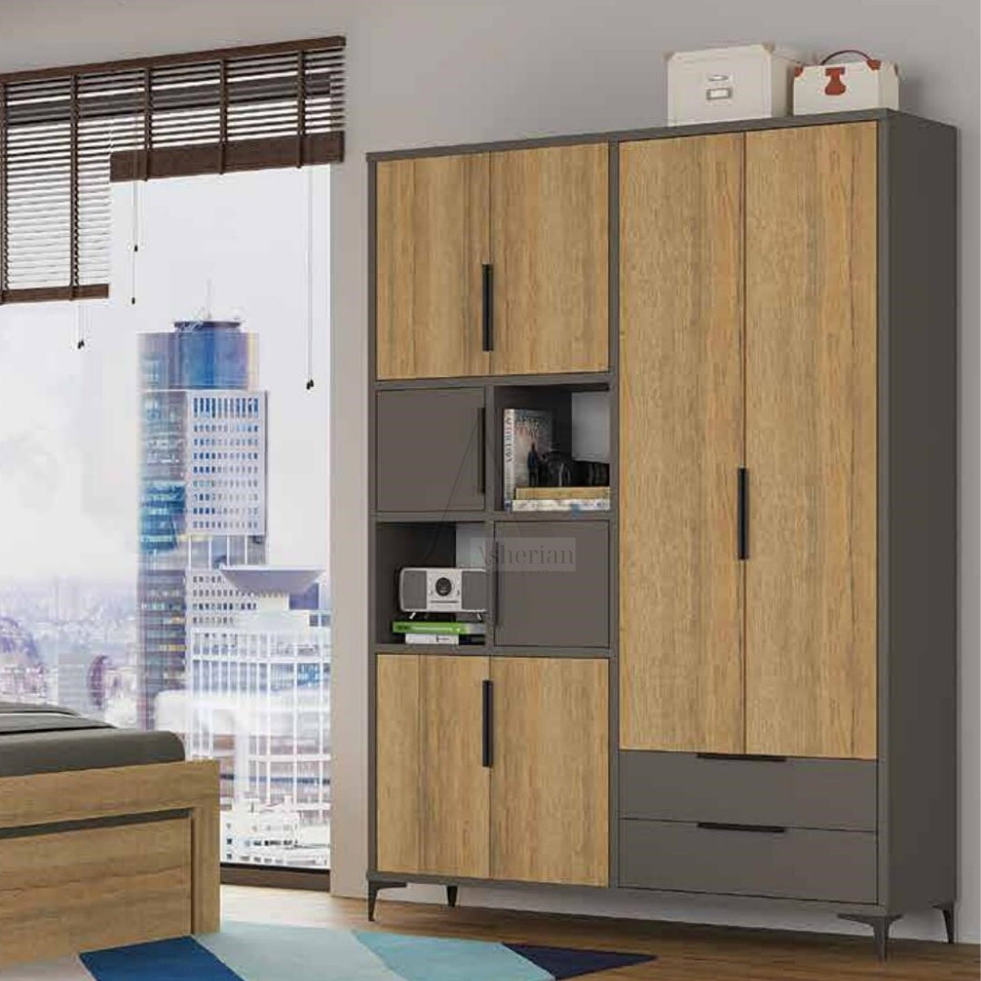 REY | ארון פתיחה לילדים עם במה ותאים פתוחים - 163 ס״מ - 4 דלתות - אשריאן | ASHERIAN