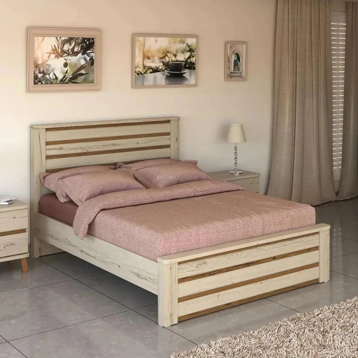 אביב | מיטה זוגית איכותית מעץ בעיצוב כפרי - - אשריאן | ASHERIAN