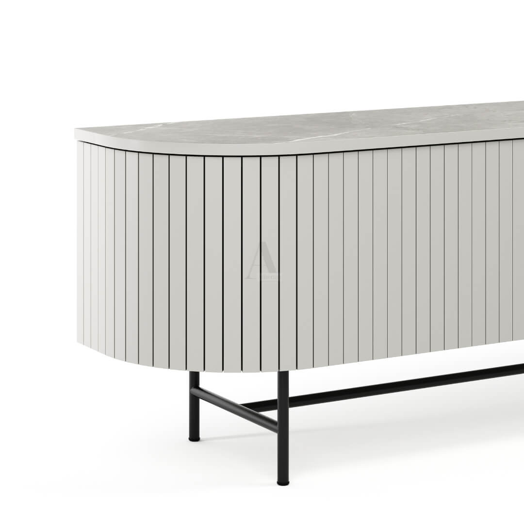 AXLE | מזנון מעוצב עם חריטות ורגלי מתכת - - אשריאן | ASHERIAN