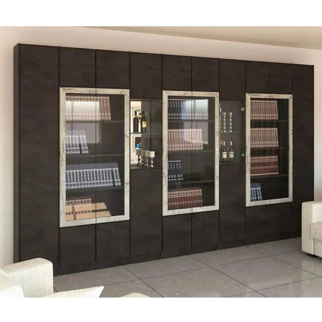 Bazelet | ספריה ענקית לסלון במראה יוקרתי - 400 ס״מ - 10 דלתות - אשריאן | ASHERIAN