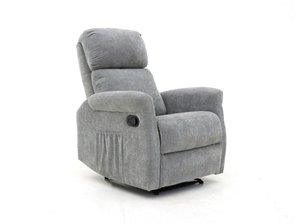 BERLIN | כורסת טלוויזיה מבד בעיצוב מחבק ד״ר גב - קבוע אפור - אשריאן | ASHERIAN