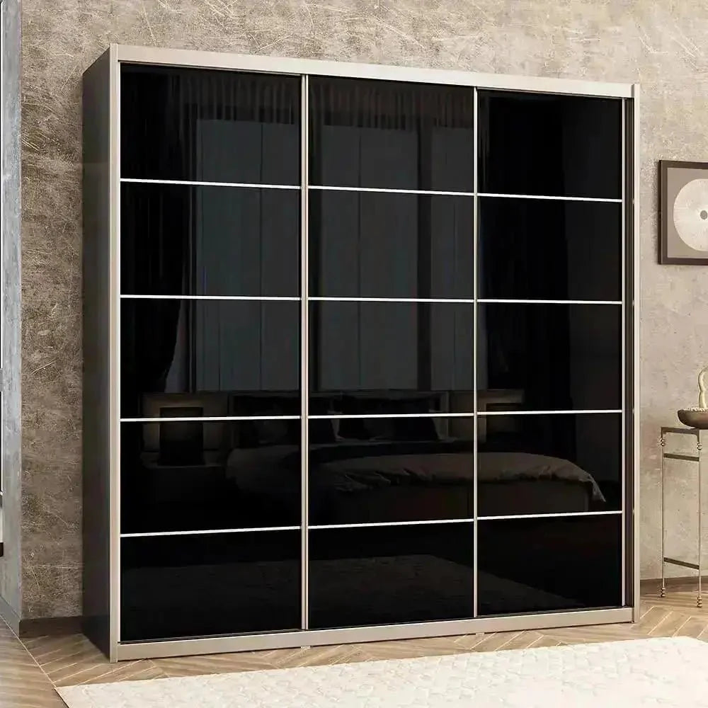 SNOW | ארון הזזה ענק עם דלתות זכוכית ומגירות במתנה - - אשריאן | ASHERIAN