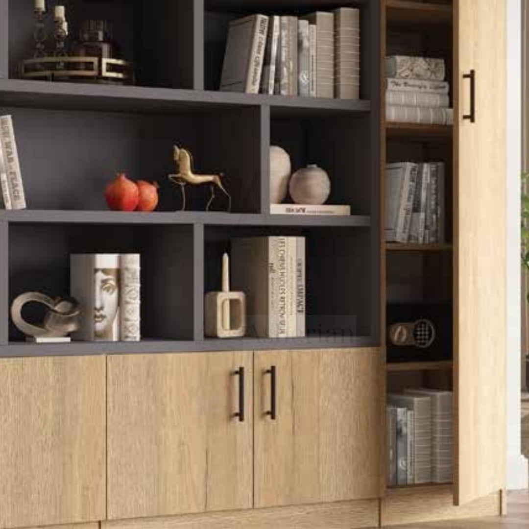 BROSH | ספריה מעוצבת לסלון עם מדפים א-סימטרים - - אשריאן | ASHERIAN