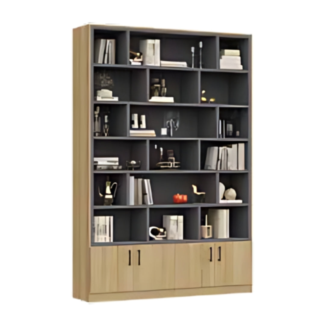 BROSH | ספריה מעוצבת לסלון עם מדפים א-סימטרים - 160 ס"מ - 4 דלתות - אשריאן | ASHERIAN