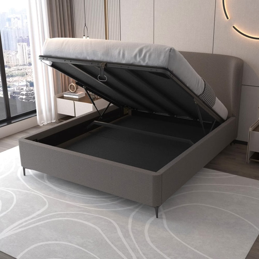 NONA | מיטה זוגית עם ארגז מצעים בבד בוקלה