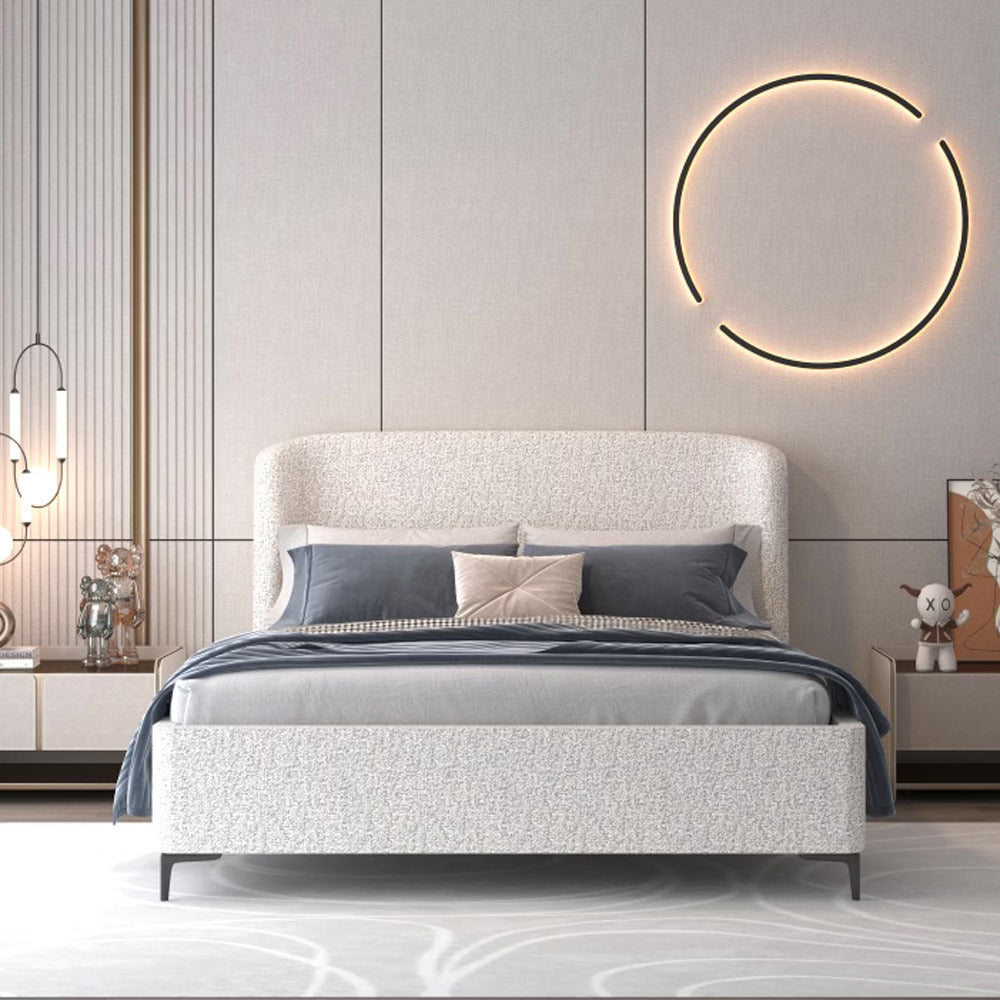 NONA | מיטה זוגית עם ארגז מצעים בבד בוקלה