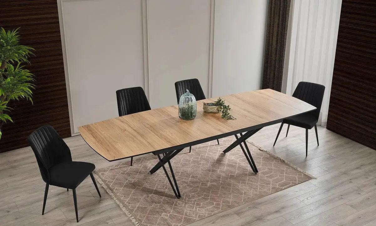 Camila | שולחן אוכל נפתח עם רגלי ברזל ופלטה עם טקסטורות ייחודיות - - אשריאן | ASHERIAN