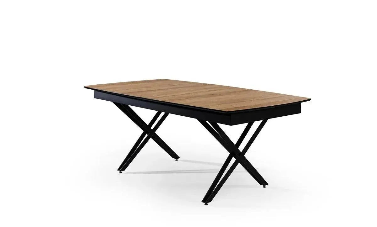 Camila | שולחן אוכל נפתח עם רגלי ברזל ופלטה עם טקסטורות ייחודיות - - אשריאן | ASHERIAN