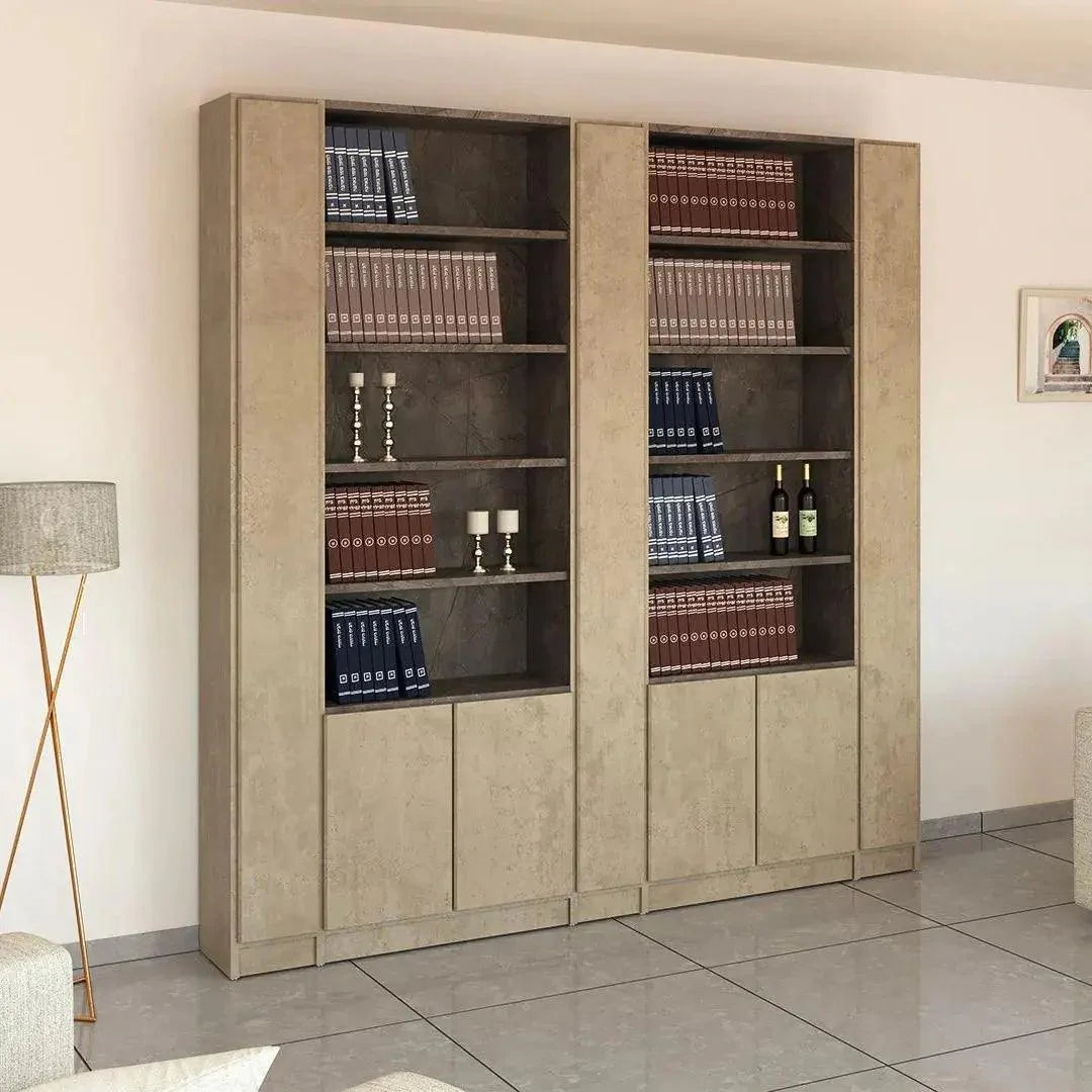 CARMEL | ארון מעוצב לסלון עם דלתות ותאים פתוחים - 233 ס״מ - 7 דלתות - אשריאן | ASHERIAN