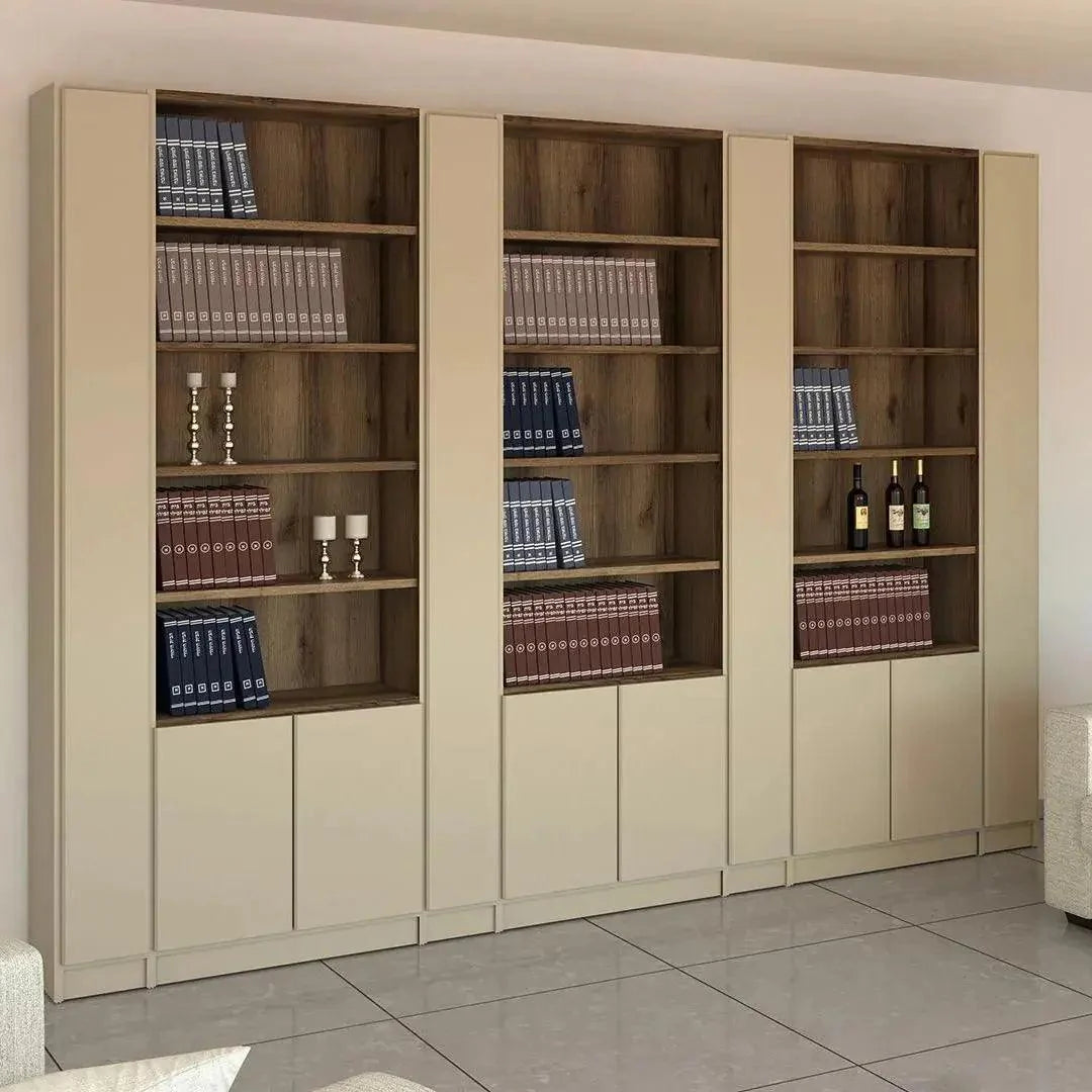 CARMEL | ארון מעוצב לסלון עם דלתות ותאים פתוחים - 336 ס״מ - 10 דלתות - אשריאן | ASHERIAN