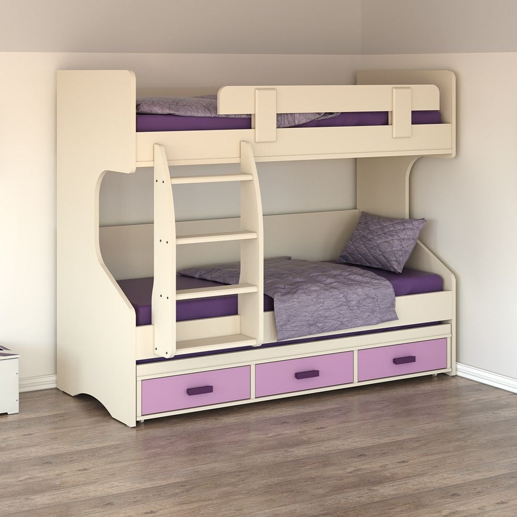 DANIELA | מיטת קומותיים מעוצבת ואיכותית עם מיטת חבר ו-3 מגירות - - אשריאן | ASHERIAN