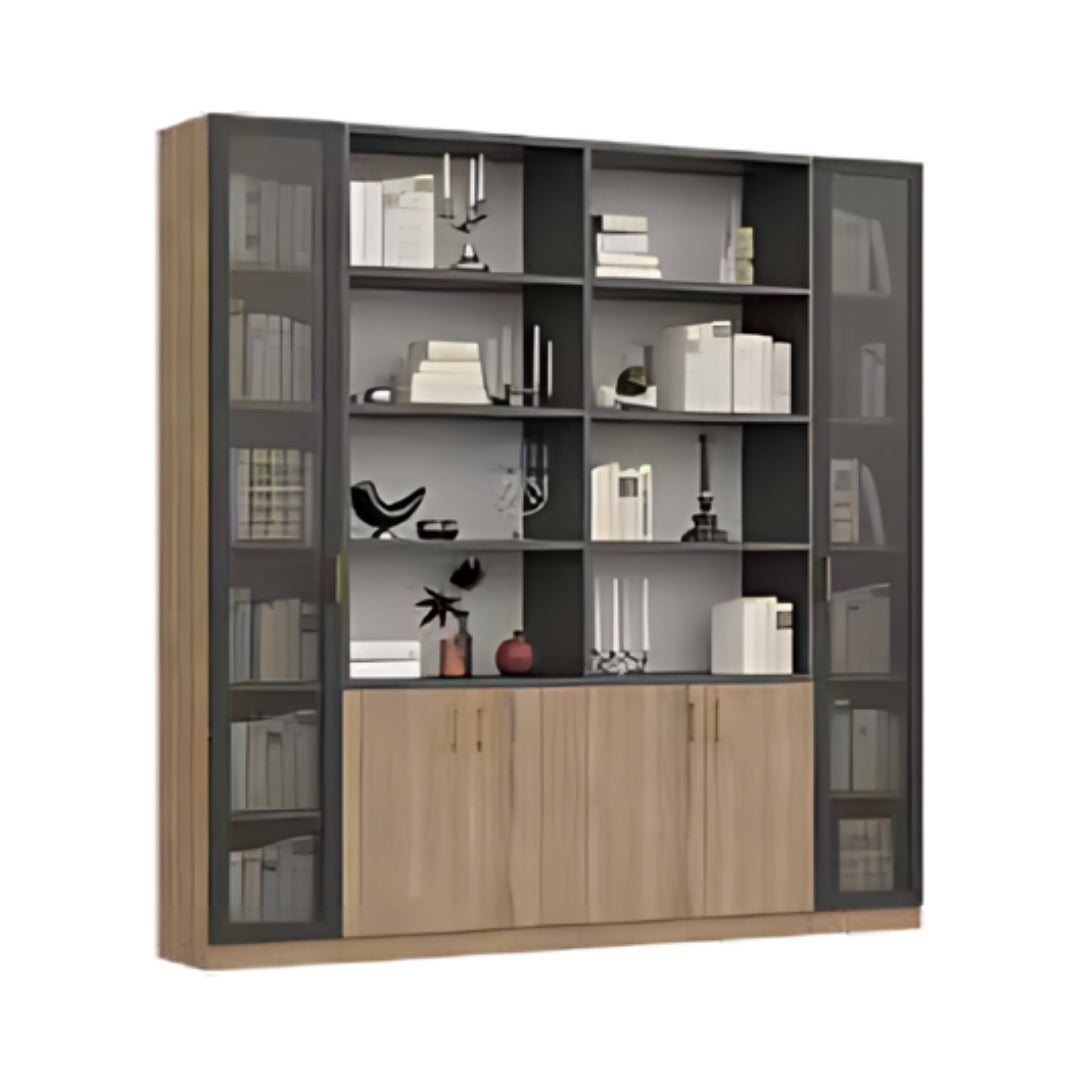 DEKEL | ספריה מעוצבת לסלון עם מדפים עבים ודלתות אחסון - - אשריאן | ASHERIAN