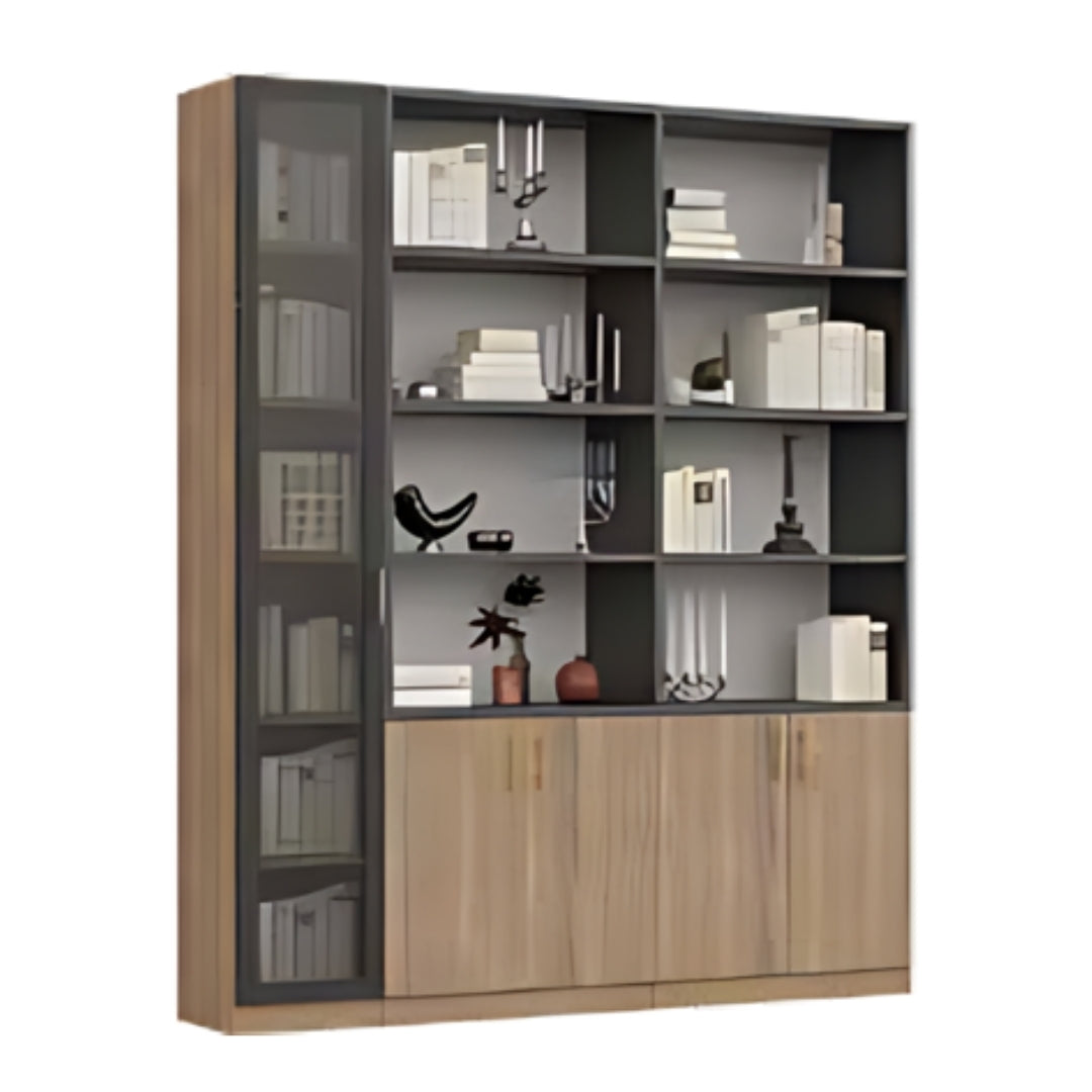 DEKEL | ספריה מעוצבת לסלון עם מדפים עבים ודלתות אחסון - 200 ס"מ - 5 דלתות - אשריאן | ASHERIAN