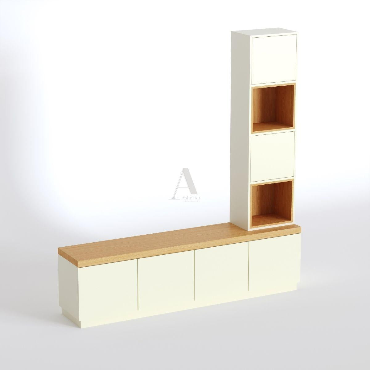 DOLE | מזנון מודרני בקו נקי עם דלתות אחסון ויחידת מדפים