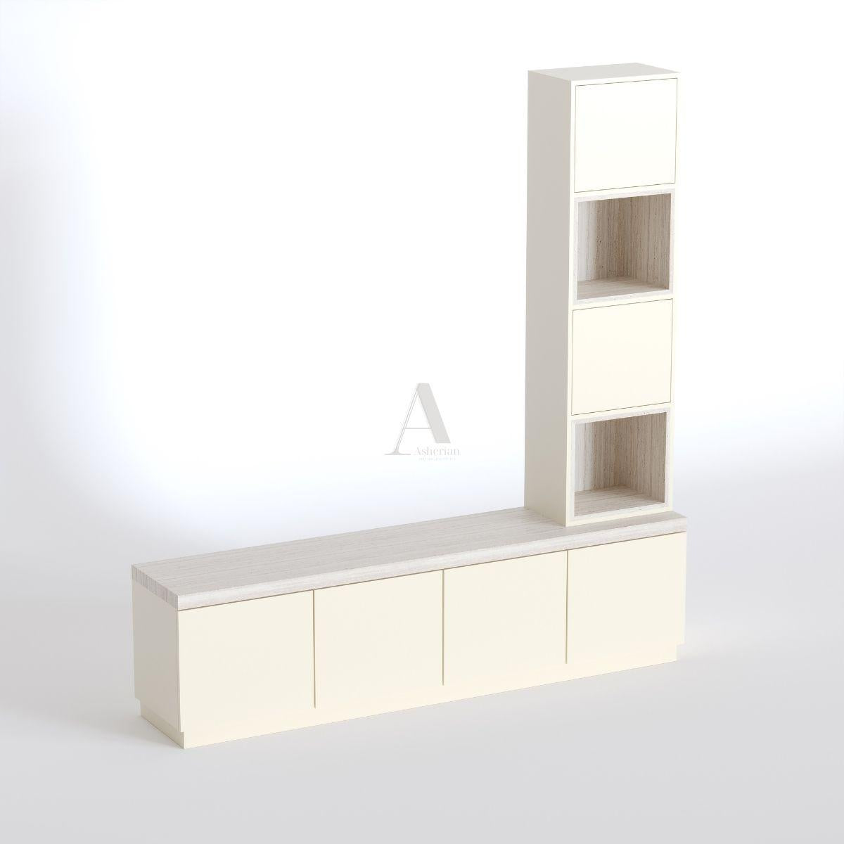 DOLE | מזנון מודרני בקו נקי עם דלתות אחסון ויחידת מדפים