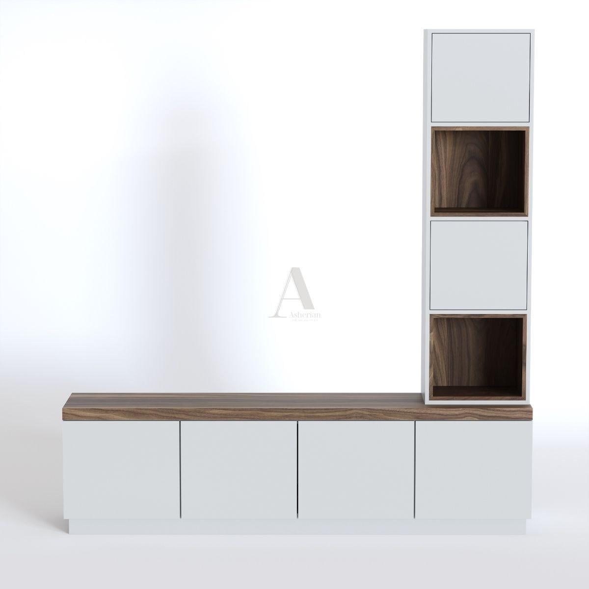 DOLE | מזנון מודרני בקו נקי עם דלתות אחסון ויחידת מדפים